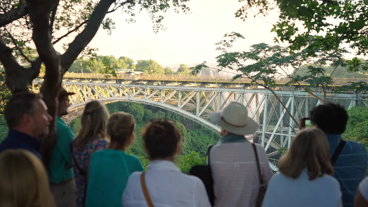 Guests taking in the bridge from the viewpoint